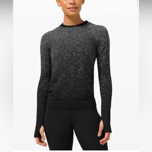 Lululemon Size 8 Rest Less Pullover Top Herringbone Black White Athletic Sports